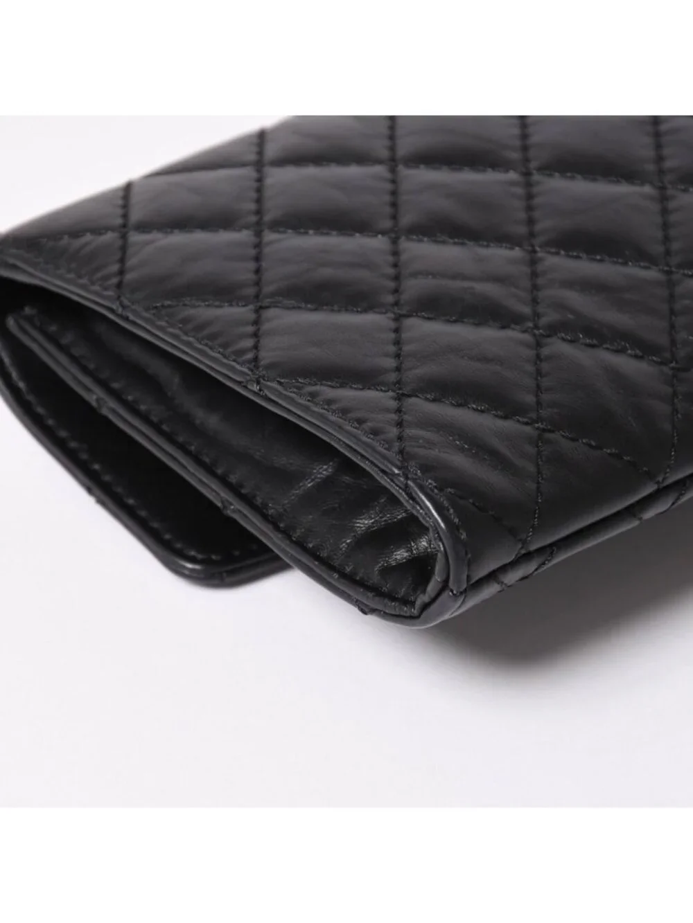 Chanel Metiers D'art Collection Clutch CC Logo Aged Calfskin Black